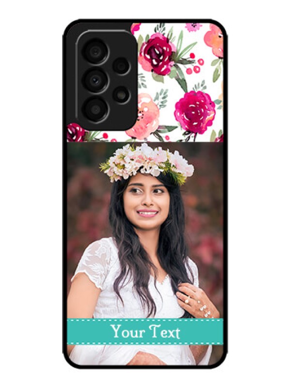 Custom Galaxy A33 5G Custom Metal Phone CaseWater Colors Floral Design