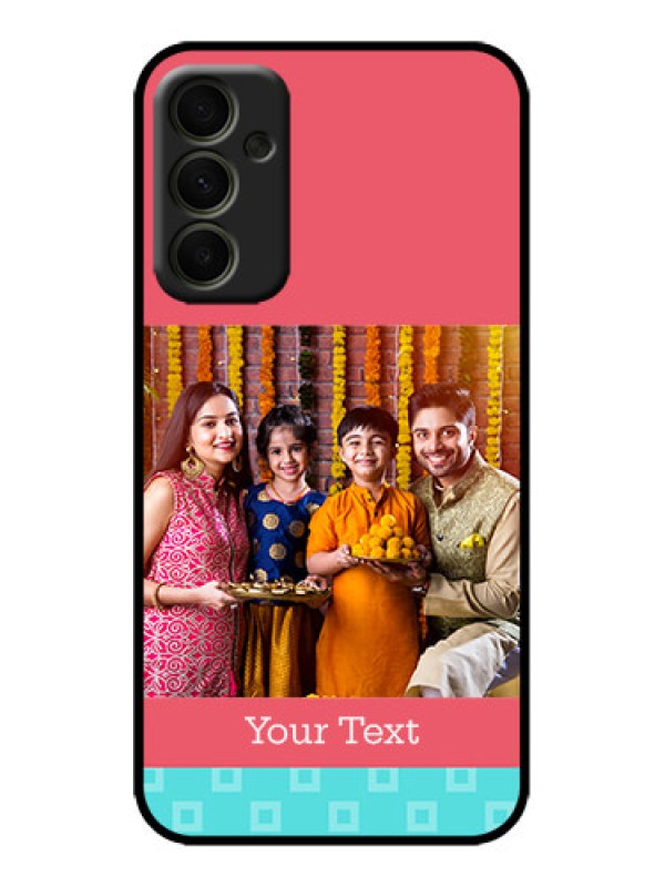 Custom Galaxy A34 5G Custom Metal Phone Case - Peach and Blue Color Design