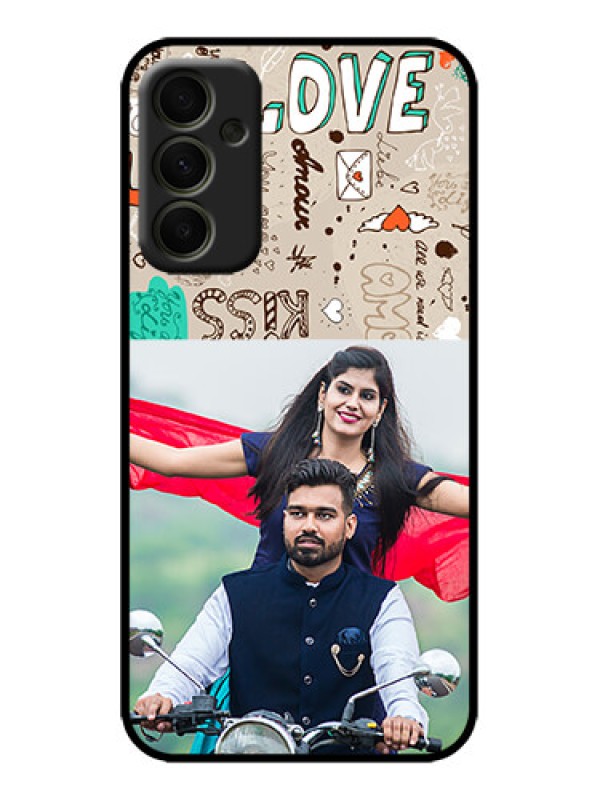 Custom Galaxy A34 5G Custom Metal Phone Case - Love Doodle Pattern