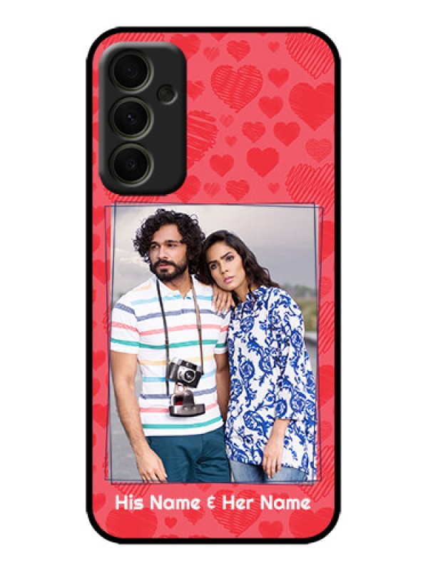 Custom Galaxy A34 5G Custom Metal Phone Case - With Red Heart Symbols Design