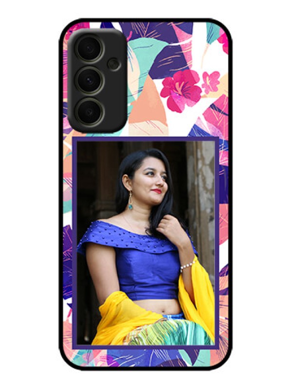 Custom Galaxy A34 5G Custom Metal Phone Case - Abstract Floral Design