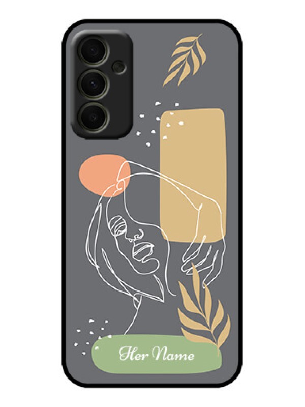 Custom Galaxy A34 5G Custom Metal Phone Case - Gazing Woman Line Art Design