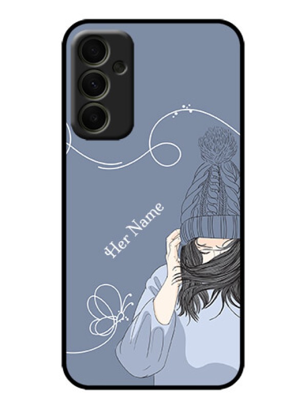Custom Galaxy A34 5G Custom Metal Phone Case - Girl In Winter Outfit Design