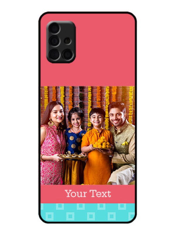 Custom Galaxy A51 Custom Metal Phone Case - Peach and Blue Color Design