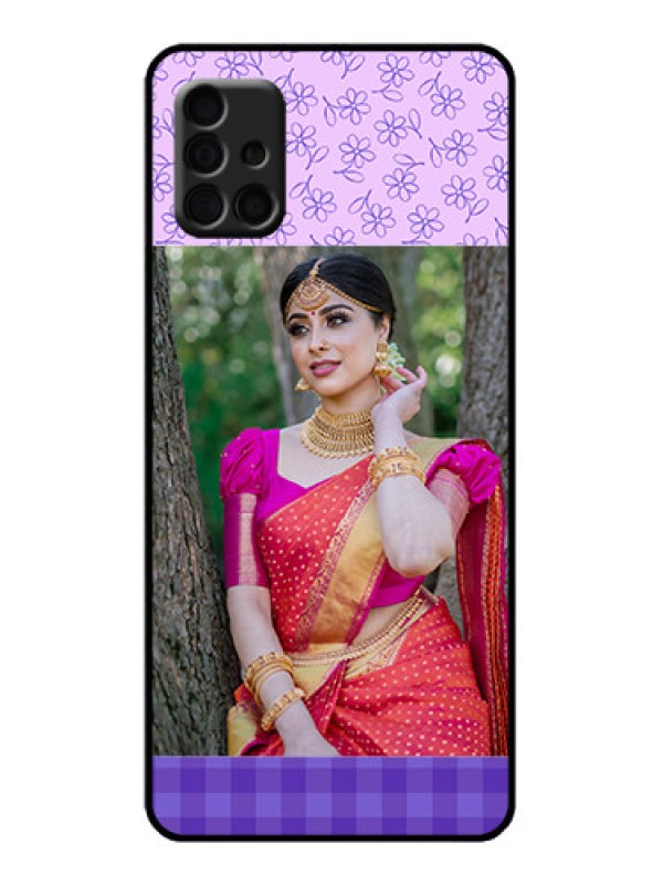 Custom Galaxy A51 Custom Metal Phone Case - Purple Floral Design