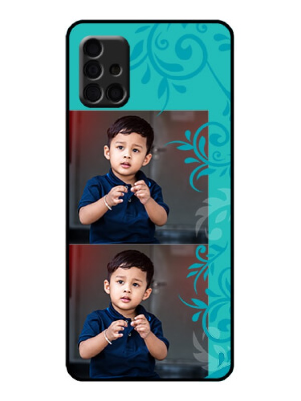 Custom Galaxy A51 Custom Metal Phone Case - With Photo And Green Floral Design