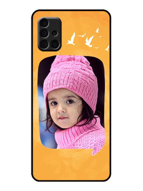 Custom Galaxy A51 Custom Metal Phone Case - Water Color Design With Bird Icons