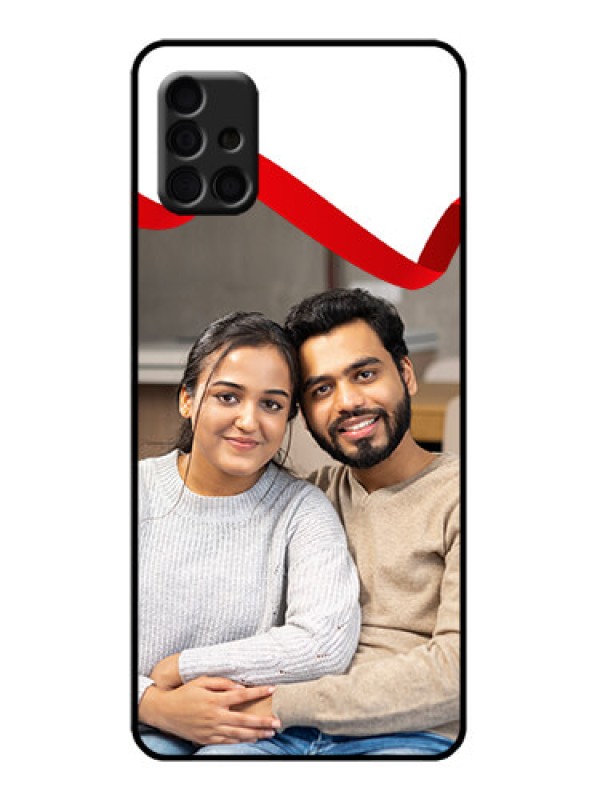 Custom Galaxy A51 Custom Metal Phone Case - Red Ribbon Frame Design