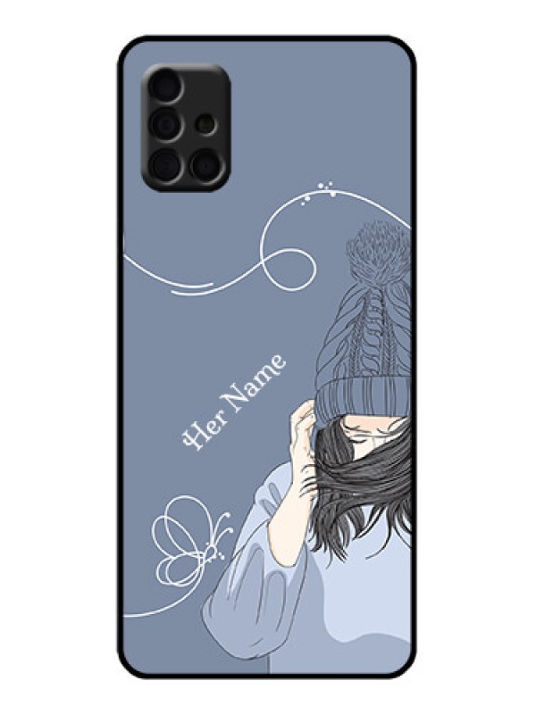 Custom Galaxy A51 Custom Metal Phone Case - Girl In Winter Outfit Design