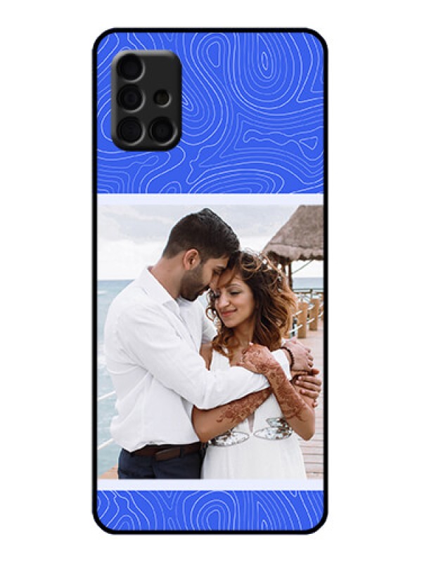Custom Galaxy A51 Custom Metal Phone Case - Curved Line Art With Blue And White Design