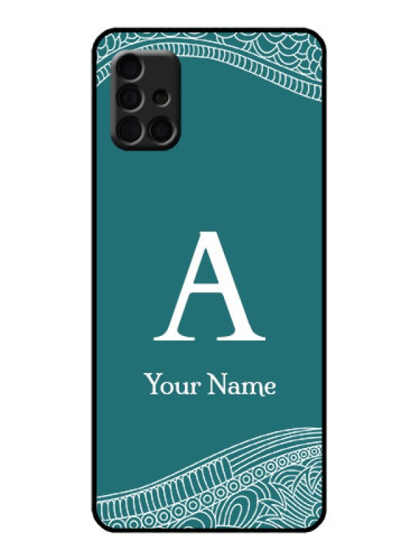 Custom Galaxy A51 Custom Metal Phone Case - Line Art Pattern With Custom Name Design