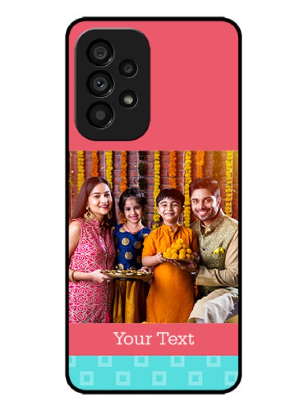 Custom Galaxy A53 5G Custom Metal Phone CasePeach and Blue Color Design