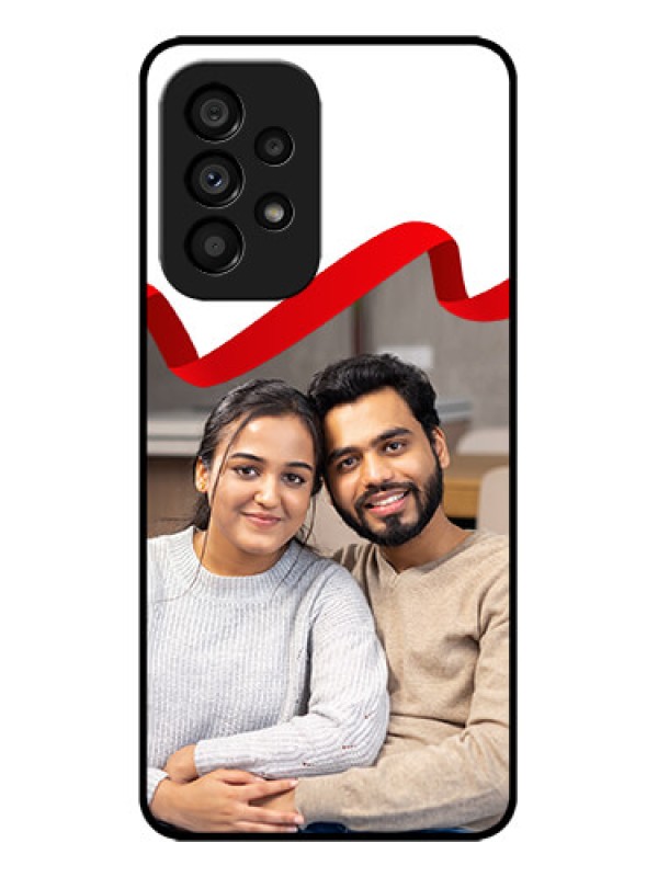 Custom Galaxy A53 5G Custom Metal Phone CaseRed Ribbon Frame Design