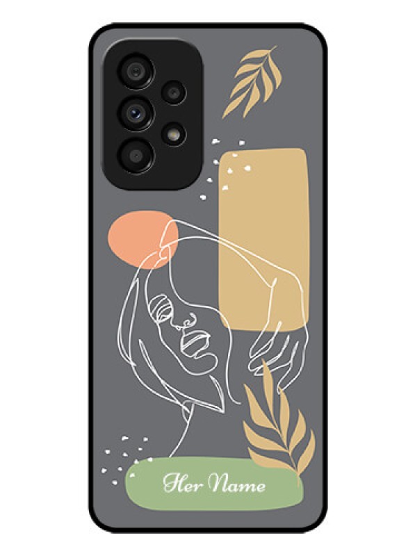 Custom Galaxy A53 5G Custom Metal Phone CaseGazing Woman Line Art Design