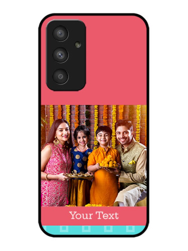 Custom Galaxy A54 5G Custom Metal Phone CasePeach and Blue Color Design