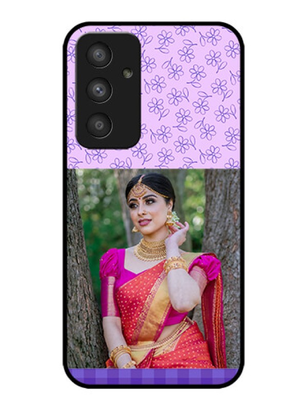 Custom Galaxy A54 5G Custom Metal Phone CasePurple Floral Design