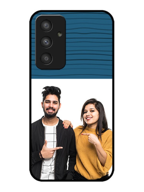 Custom Galaxy A54 5G Custom Metal Phone CaseBlue Pattern Cover Design