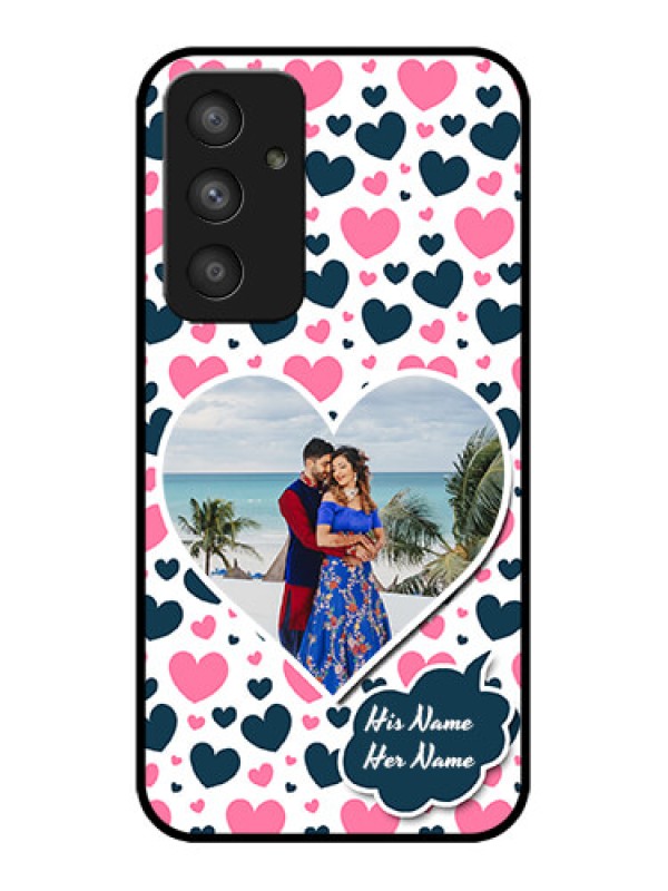 Custom Galaxy A54 5G Custom Metal Phone CasePink and Blue Heart Design