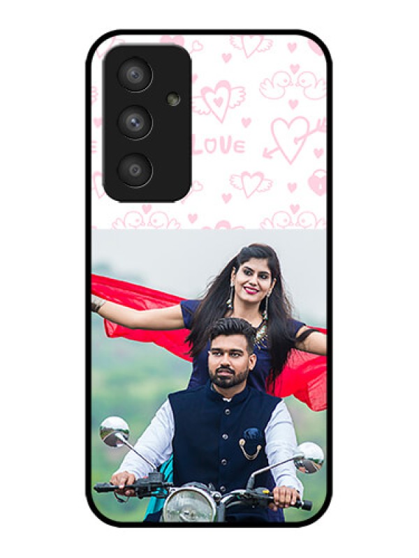 Custom Galaxy A54 5G Custom Metal Phone CasePink Flying Heart Design