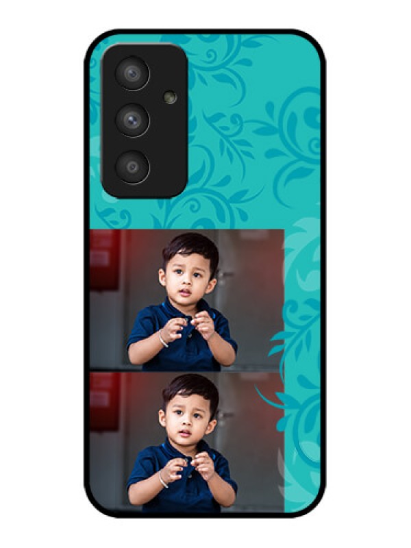 Custom Galaxy A54 5G Custom Metal Phone CaseWith Photo And Green Floral Design