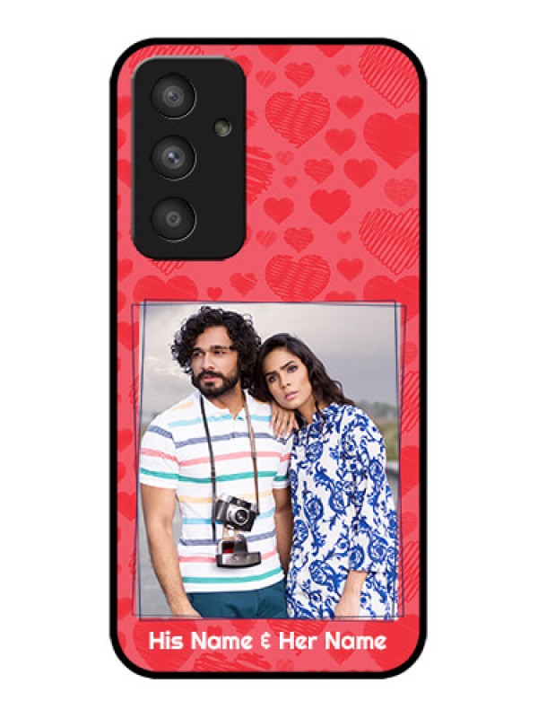 Custom Galaxy A54 5G Custom Metal Phone CaseWith Red Heart Symbols Design