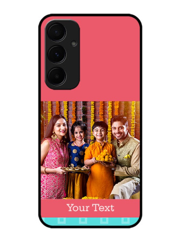 Custom Galaxy A55 5G Custom Metal Phone CasePeach and Blue Color Design