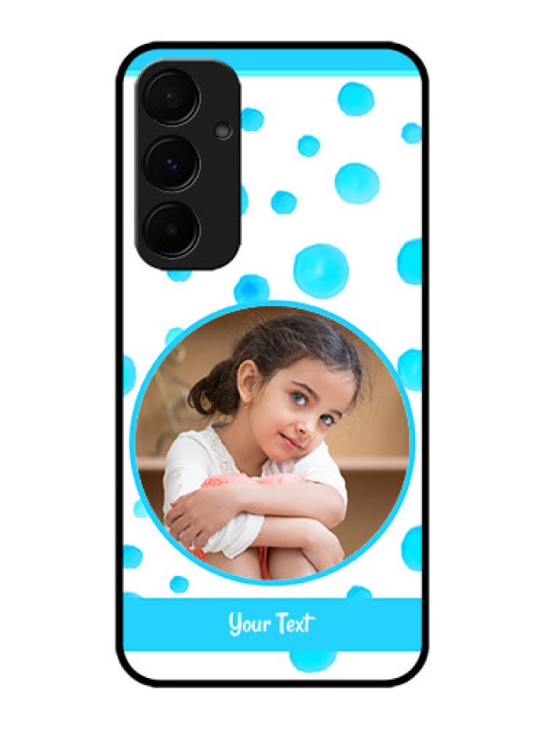 Custom Galaxy A55 5G Custom Metal Phone CaseBlue Bubbles Pattern Design