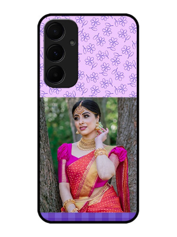 Custom Galaxy A55 5G Custom Metal Phone CasePurple Floral Design