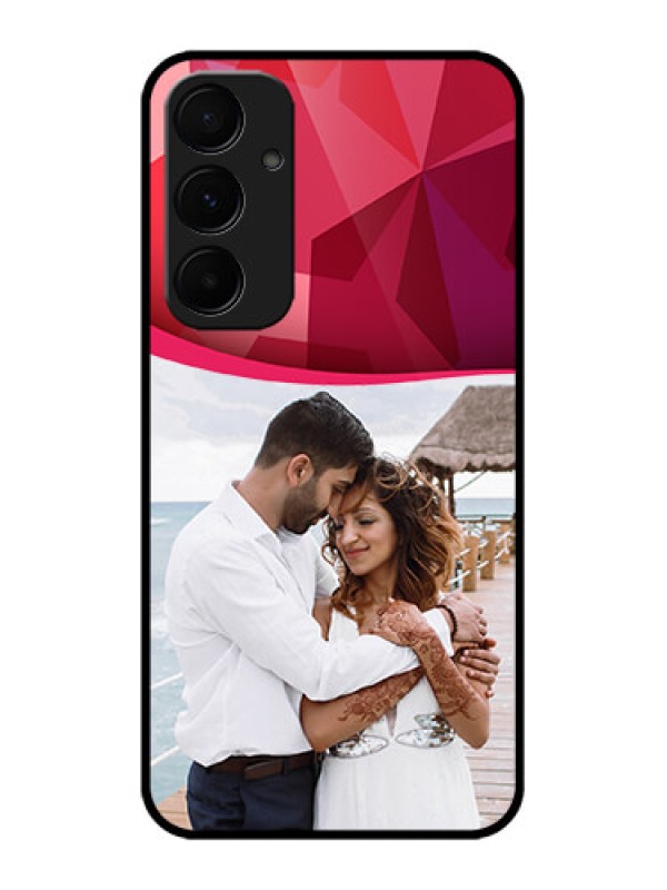 Custom Galaxy A55 5G Custom Metal Phone CaseRed Abstract Design