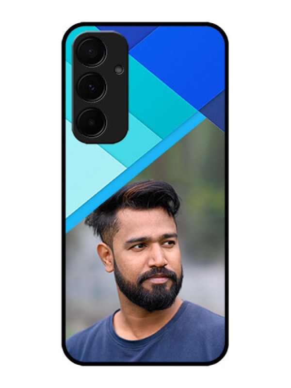 Custom Galaxy A55 5G Custom Metal Phone CaseBlue Pattern Design