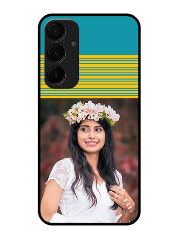 Custom Galaxy A55 5G Custom Metal Phone CaseYellow and Blue Design