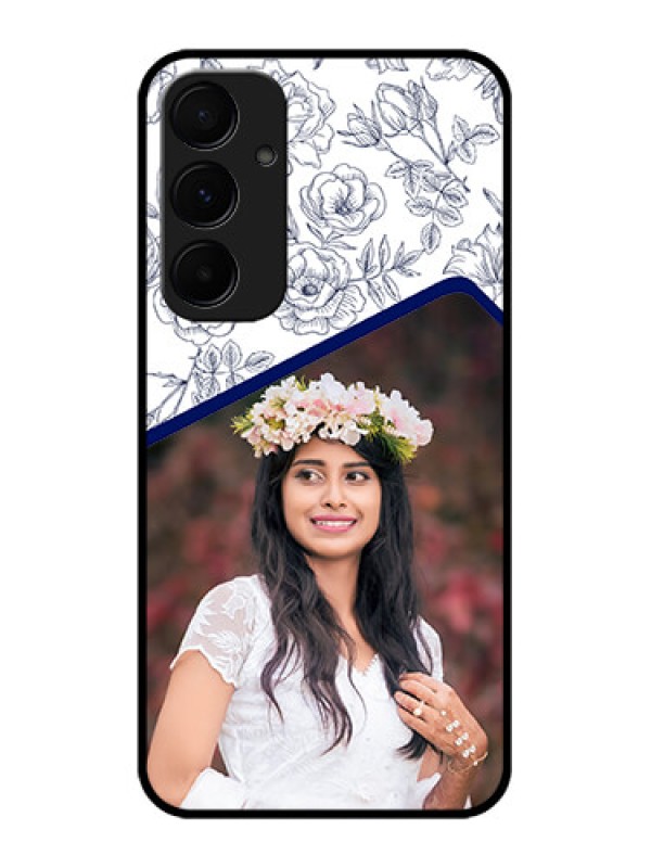 Custom Galaxy A55 5G Custom Metal Phone CaseClassy Floral Design