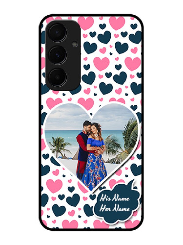 Custom Galaxy A55 5G Custom Metal Phone CasePink and Blue Heart Design