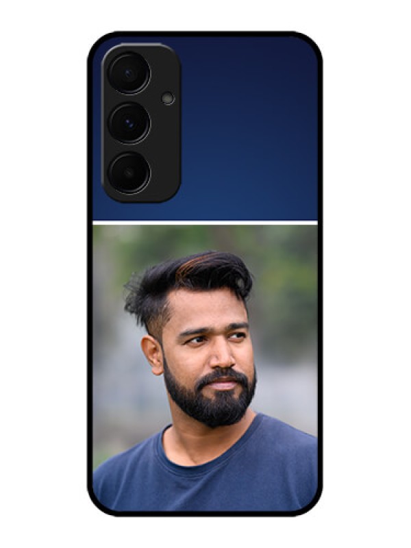 Custom Galaxy A55 5G Custom Metal Phone CaseSimple Royal Blue Design