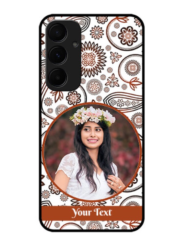 Custom Galaxy A55 5G Custom Metal Phone CaseAbstract Flower Design