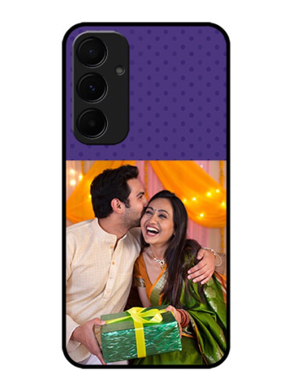 Custom Galaxy A55 5G Custom Metal Phone CaseViolet Colored Pattern Design