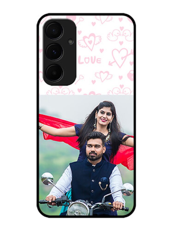 Custom Galaxy A55 5G Custom Metal Phone CasePink Flying Heart Design