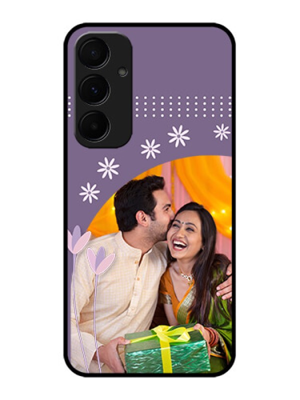 Custom Galaxy A55 5G Custom Metal Phone CaseLavender Flowers Design