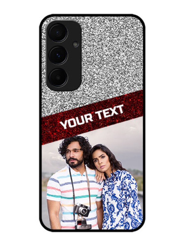 Custom Galaxy A55 5G Custom Metal Phone CaseImage Holder With Glitter Strip Design