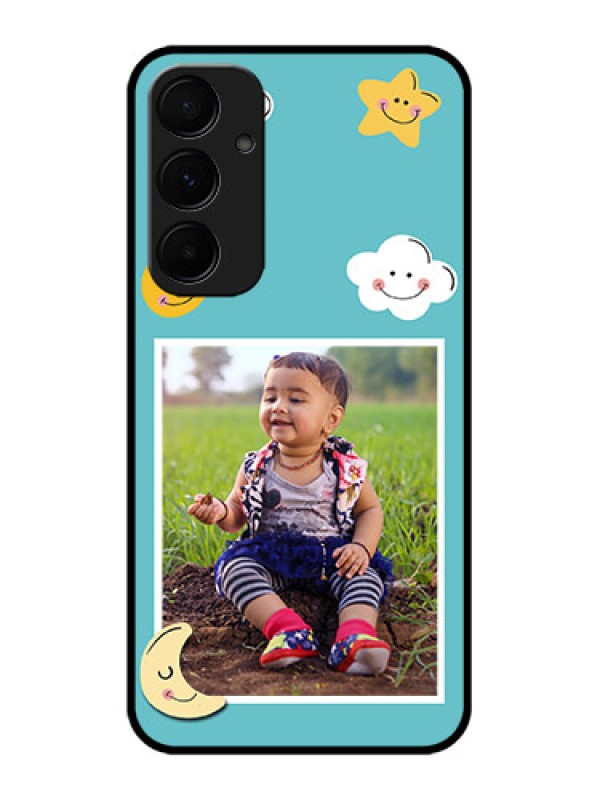 Custom Galaxy A55 5G Custom Metal Phone CaseSmiley Kids Stars Design