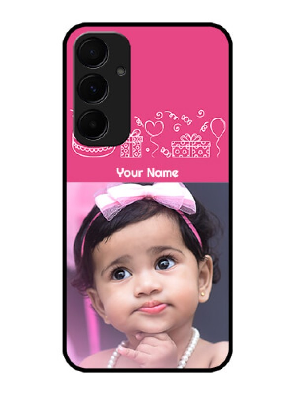 Custom Galaxy A55 5G Custom Metal Phone CaseWith Birthday Line Art Design