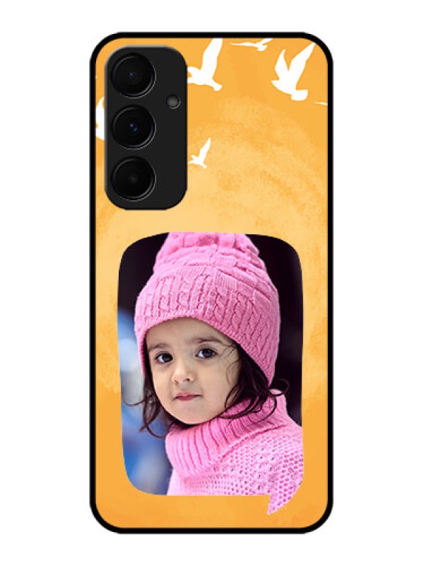 Custom Galaxy A55 5G Custom Metal Phone CaseWater Color Design With Bird Icons