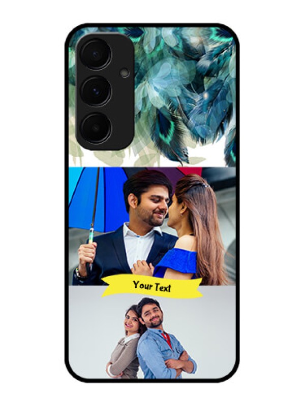 Custom Galaxy A55 5G Custom Metal Phone CaseImage With Boho Peacock Feather Design