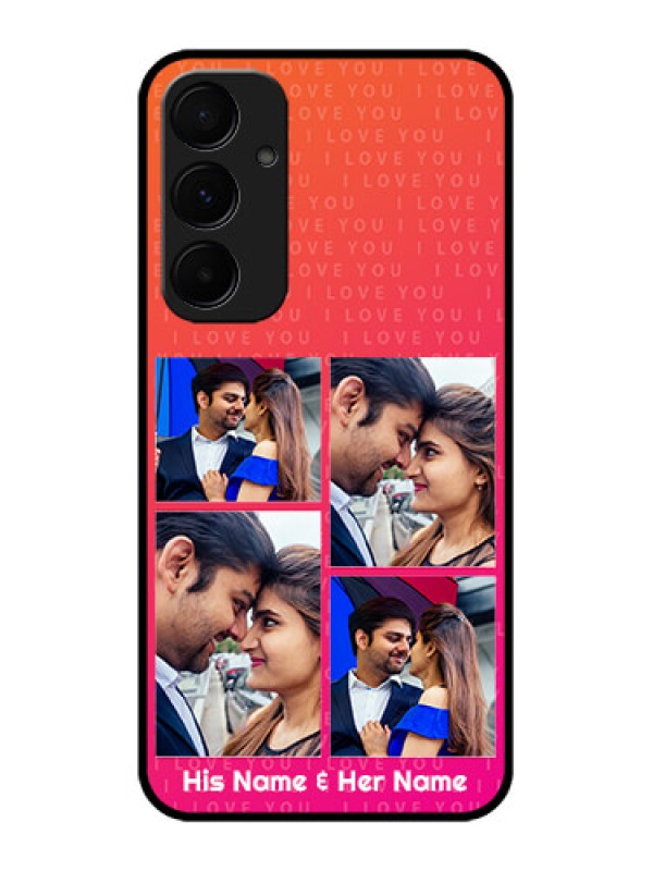 Custom Galaxy A55 5G Custom Metal Phone CaseI Love You Pink Design