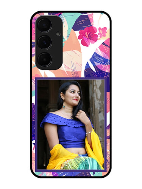 Custom Galaxy A55 5G Custom Metal Phone CaseAbstract Floral Design