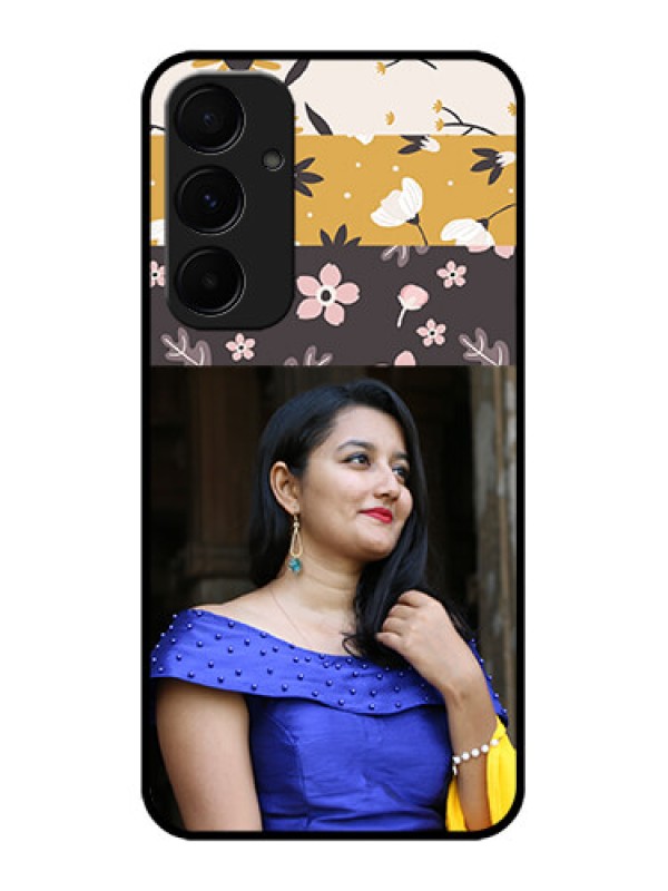 Custom Galaxy A55 5G Custom Metal Phone CaseStylish Floral Design