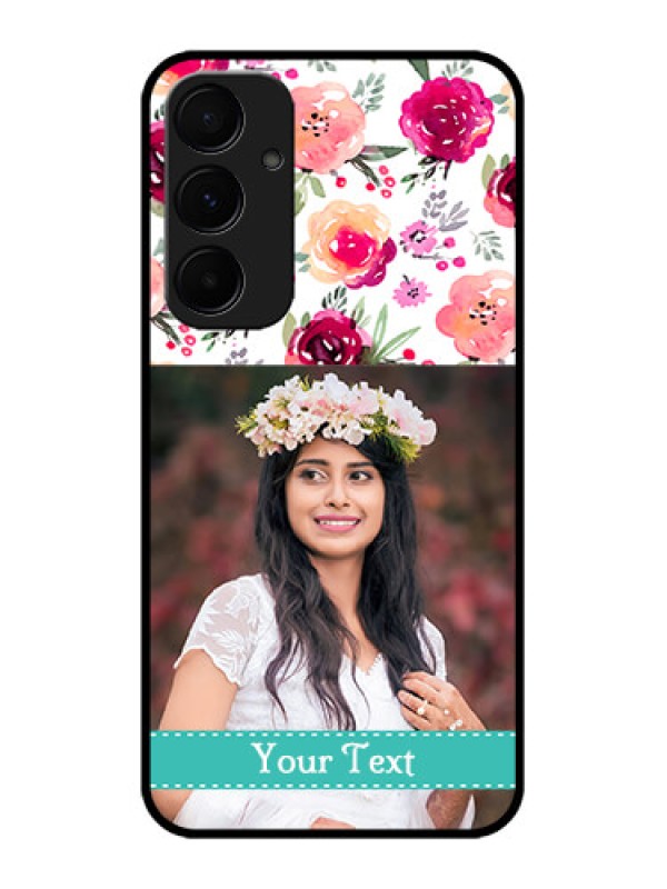 Custom Galaxy A55 5G Custom Metal Phone CaseWater Colors Floral Design