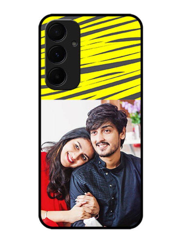 Custom Galaxy A55 5G Custom Metal Phone CaseYellow Abstract Design