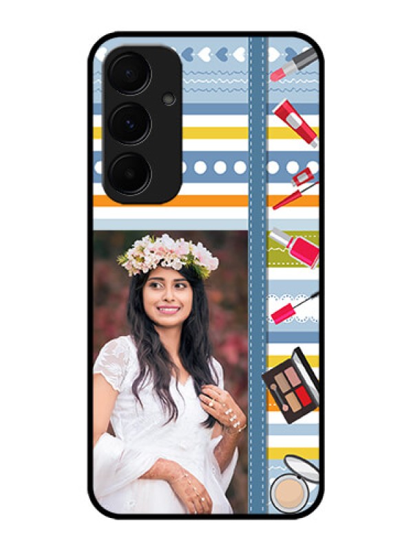 Custom Galaxy A55 5G Custom Metal Phone CaseMakeup Icons Design