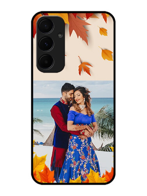 Custom Galaxy A55 5G Custom Metal Phone CaseAutumn Maple Leaves Design